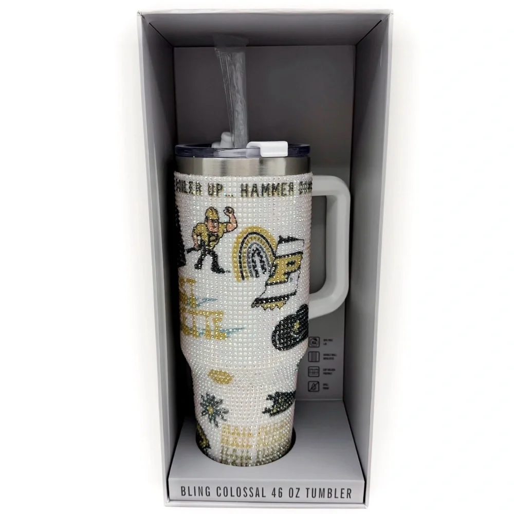 NCAA Purdue Boilermakers Colossal Bling Tumbler With Handle Bedazzled Iridescent